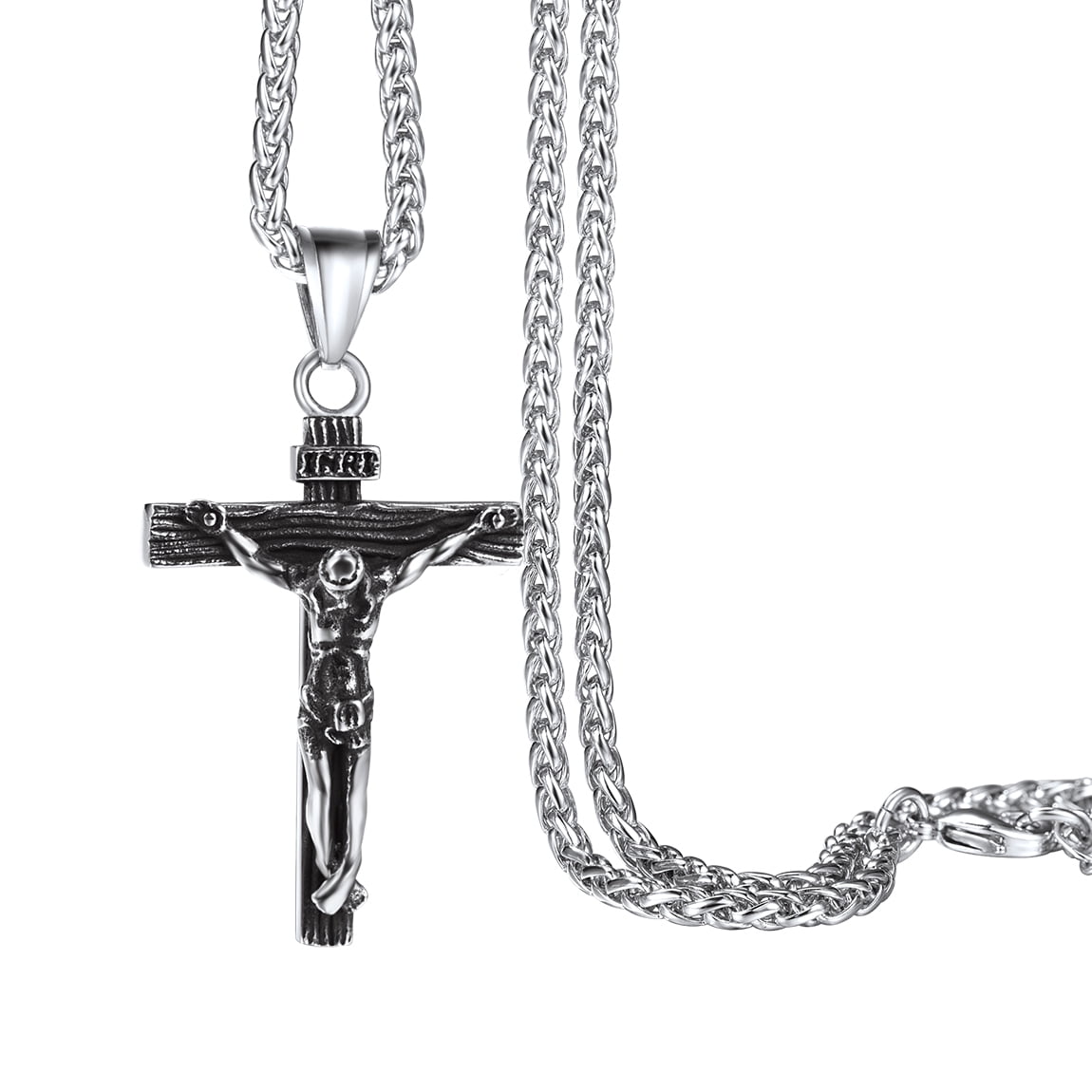 ChainsPro Mens Christian Cross Pendant Necklace with Chain Stainless Steel Gold Plated