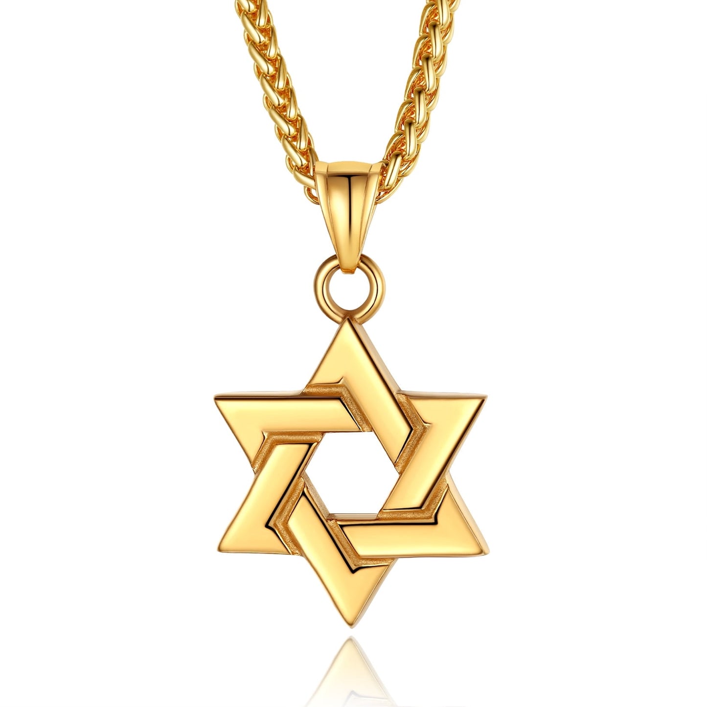 ChainsPro Black Jewish Necklace Stainless Steel Chain Star of David Pendant