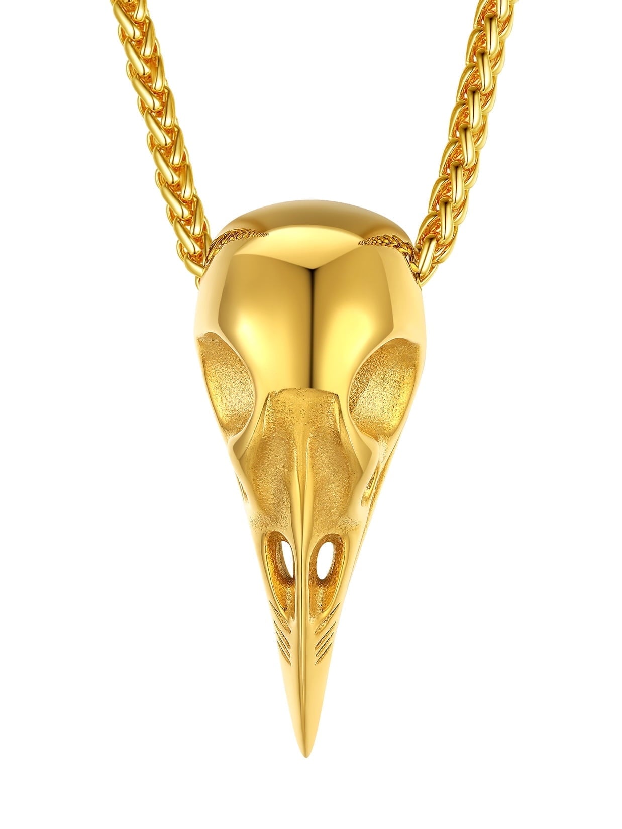 ChainsPro Mens Viking Necklace Smooth Raven Skull Necklace for Men Nordic Jewelry