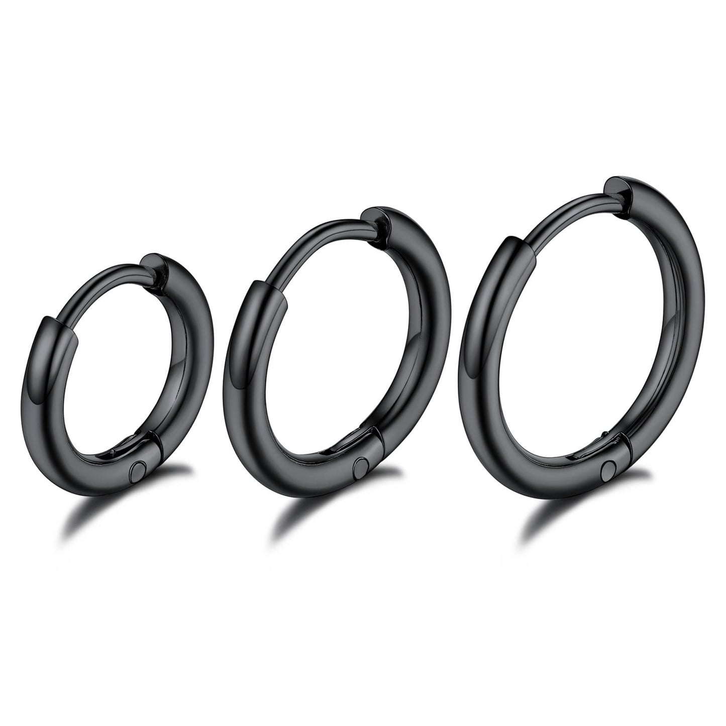 ChainsPro 3 Pairs Stainless Steel Hoop Earrings 8mm/10mm/12mm Gold Plated Huggie Earrings for Men Women