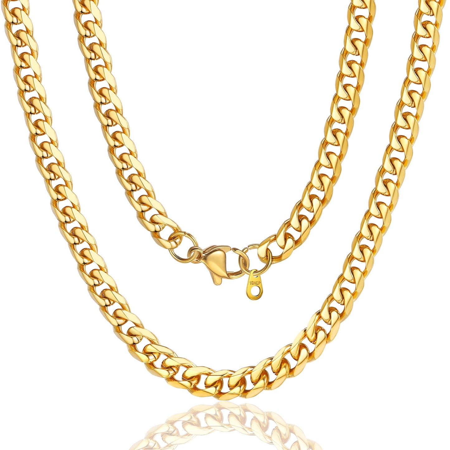 ChainsPro Gold Necklaces for Women Curb Chain Choker 3mm 20 inch Mens Gold Chain