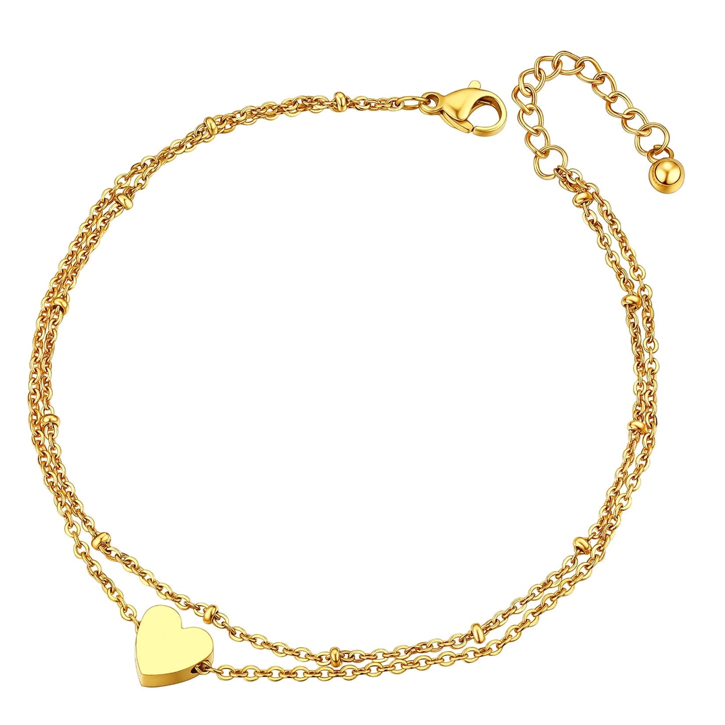 ChainsPro Ankle Bracelets for Women Layered Heart Charm Anklets Foot Chain Summer Boho Beach Gift