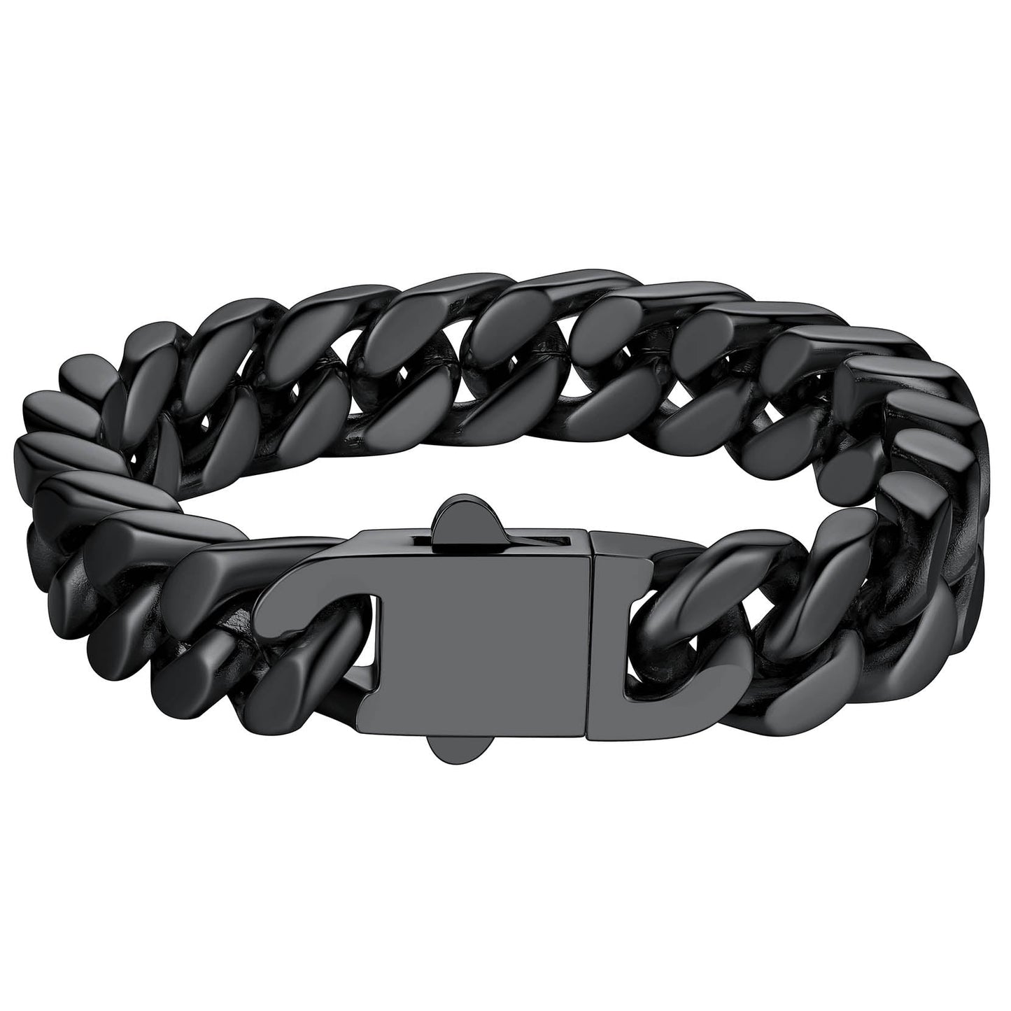 ChainsPro Thick Bracelets 12mm Wide 8.3inch Minimal Cuban Link Bracelet for Men Stainless Steel Bracelet
