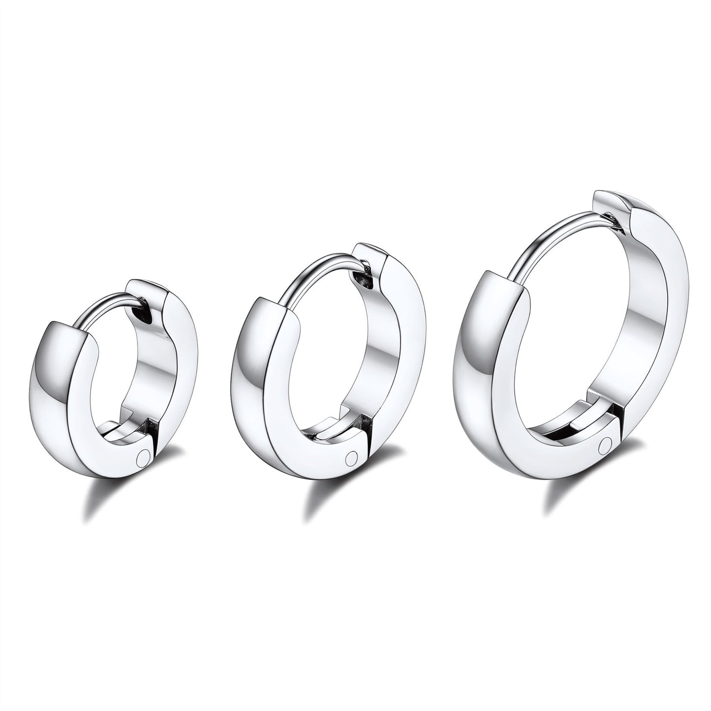 ChainsPro 3 Pairs Stainless Steel Hoop Earrings 14K Gold Plated Huggie Cartilage Hoop Earrings for Women Men