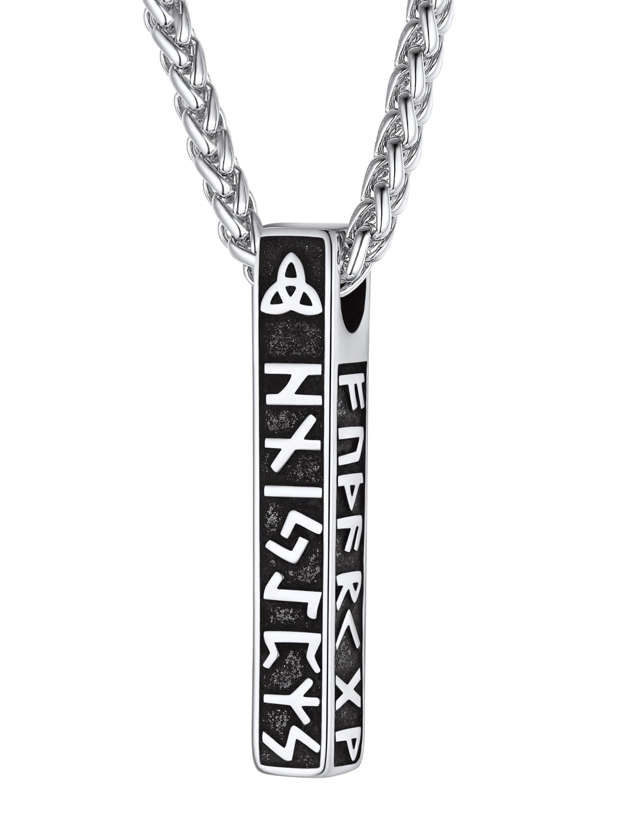 ChainsPro Leather Necklace for Men Stainless Steel Viking Nordic Ring Rune Pendant Norse Necklace