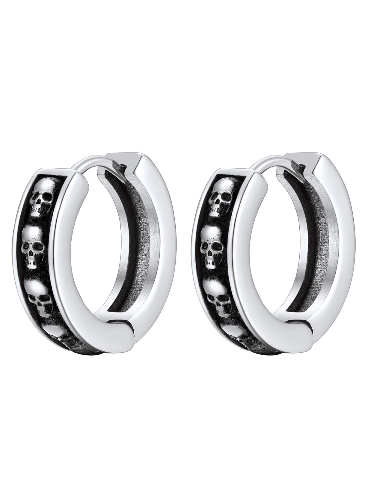 ChainsPro Norse Viking Runes Hoop Earrings for Men Stainless Steel Huggie Hoop Earring Norse Mythology Jewelry Gifts