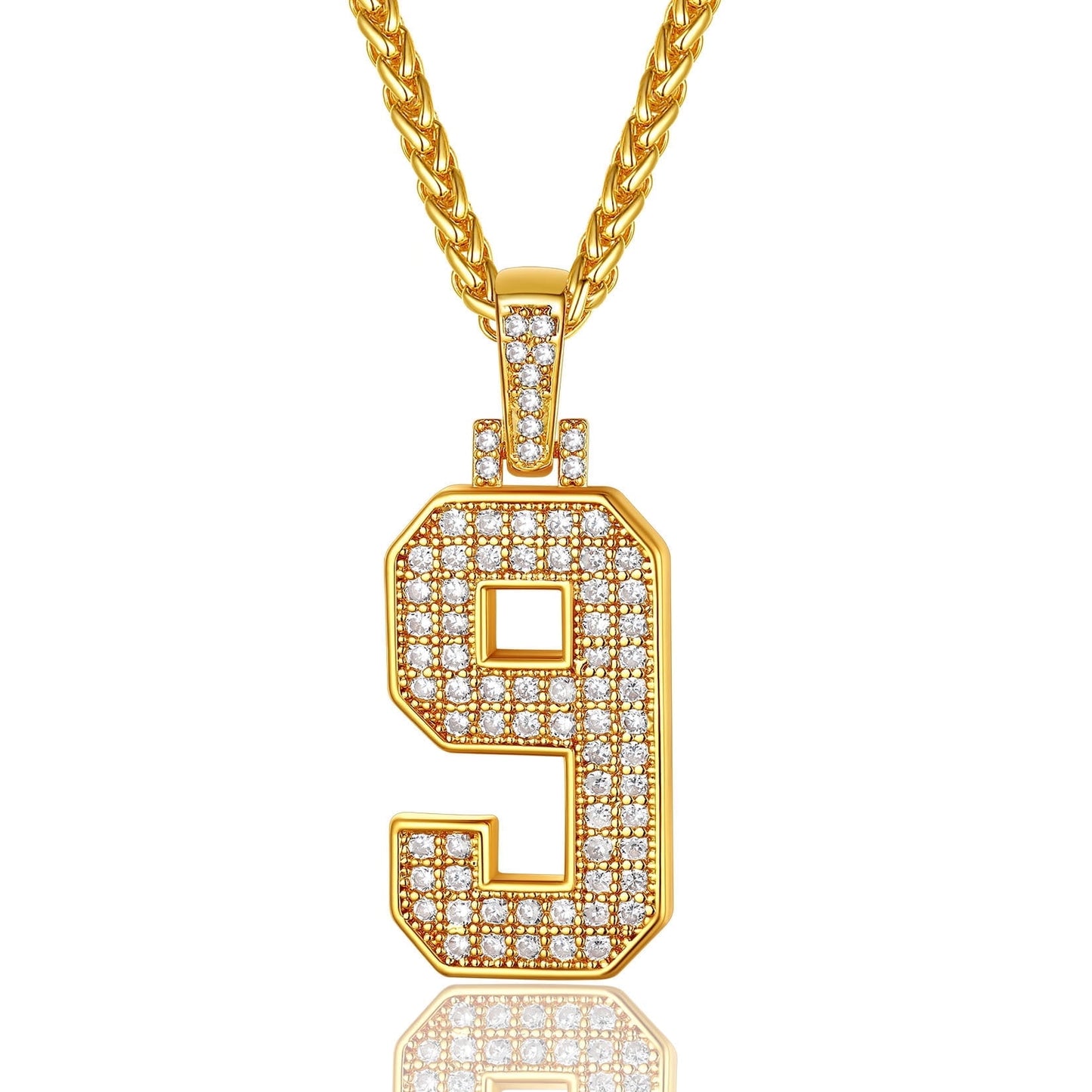 ChainsPro Men Cubic Zirconia 0-9 Number Pendant Lucky Jewelry Necklace Silver Color