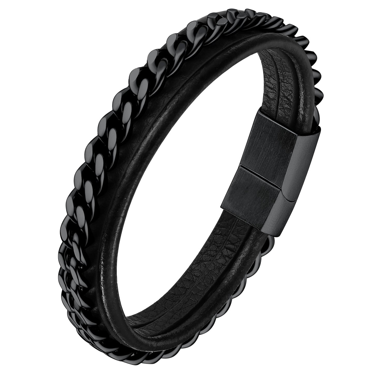 ChainsPro Braided Bracelet Leather Bracelet for Men Black Wristbands Bracelets Male Cool Bracelets Goth Bracelets