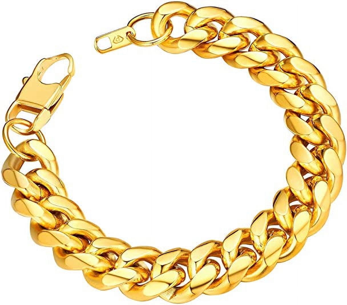 ChainsPro Black Stainless Steel Bracelet Mens Bracelet Chunky Thick Curb Link Chain Bangle 19cm Black