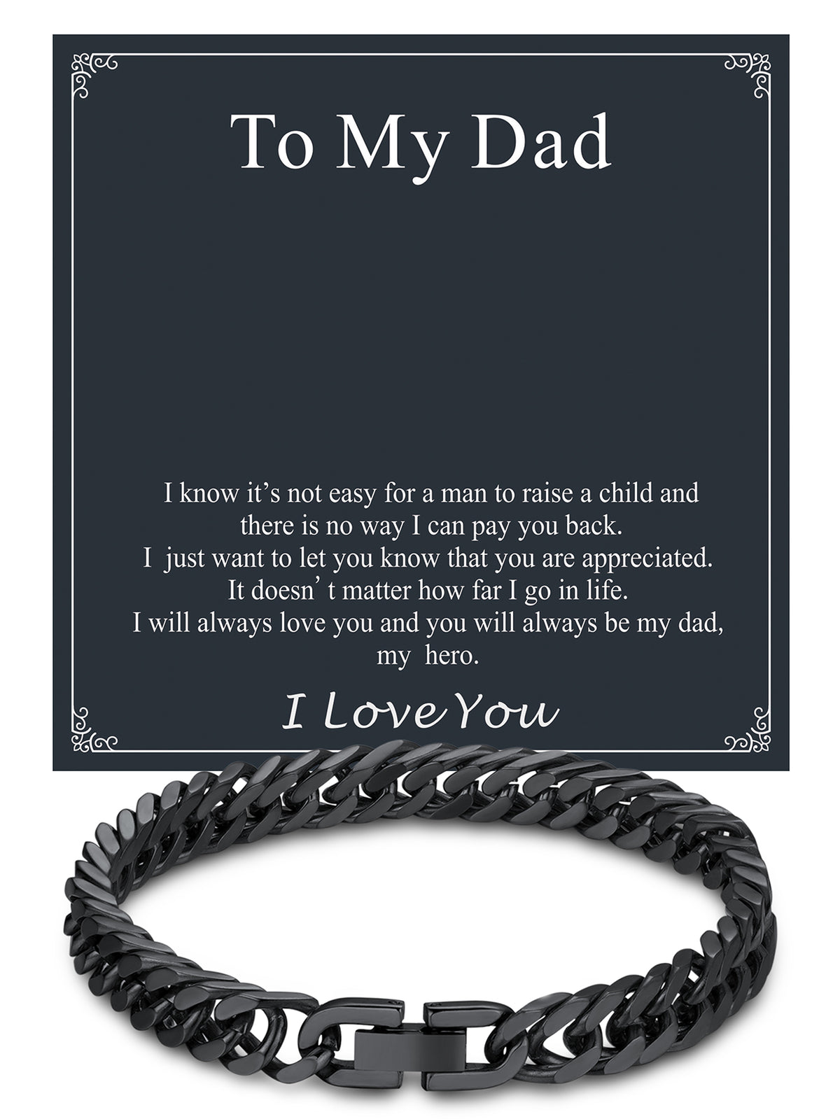ChainsPro Mens Bracelets Cuban Link Bracelet for Men Stainless Steel Jewelry Gift for Father with Card