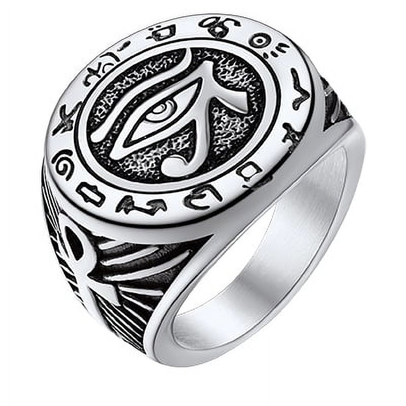 ChainsPro Men Nautical Compass Ring Norse Rune Spirit Rings Stainless Steel
