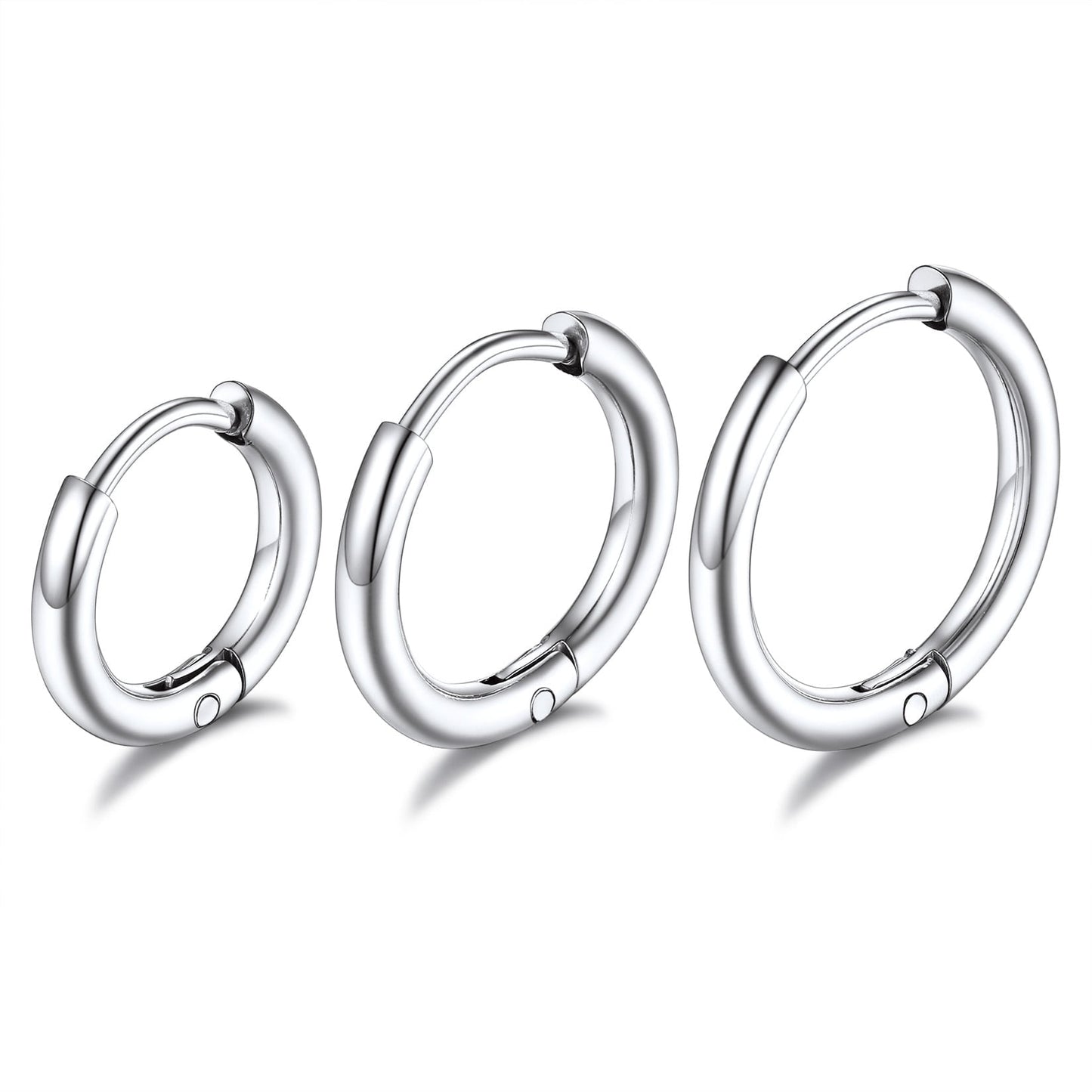ChainsPro 3 Pairs Stainless Steel Hoop Earrings 8mm/10mm/12mm Gold Plated Huggie Earrings for Men Women