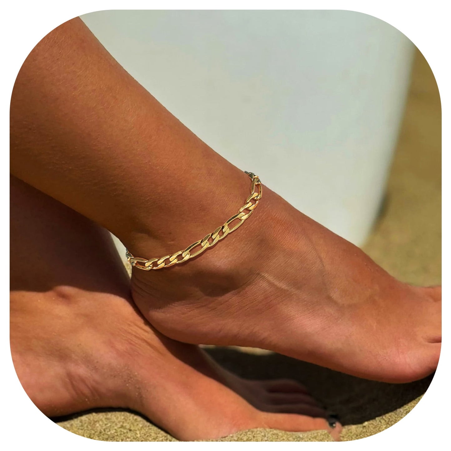 ChainsPro Ankle Bracelets for Women Anklet Gold Plated Anklets Mens Cuban Link Ankle Chain