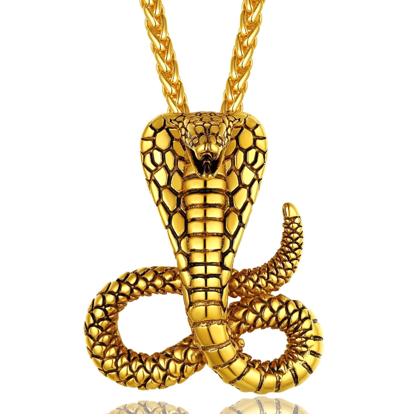 ChainsPro Retro Cobra Snake Necklace Statement Serpent Gothic Jewelry Stainless Steel/Gold Plated/Black