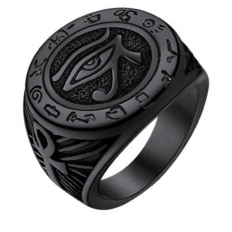 ChainsPro Men Nautical Compass Ring Norse Rune Spirit Rings Stainless Steel