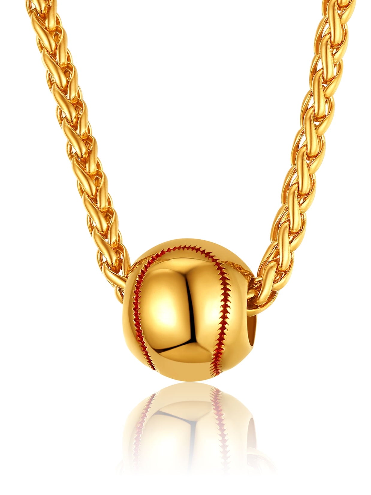 ChainsPro Sports Necklaces Wheat Rope Chain Baseball Pendant for Men