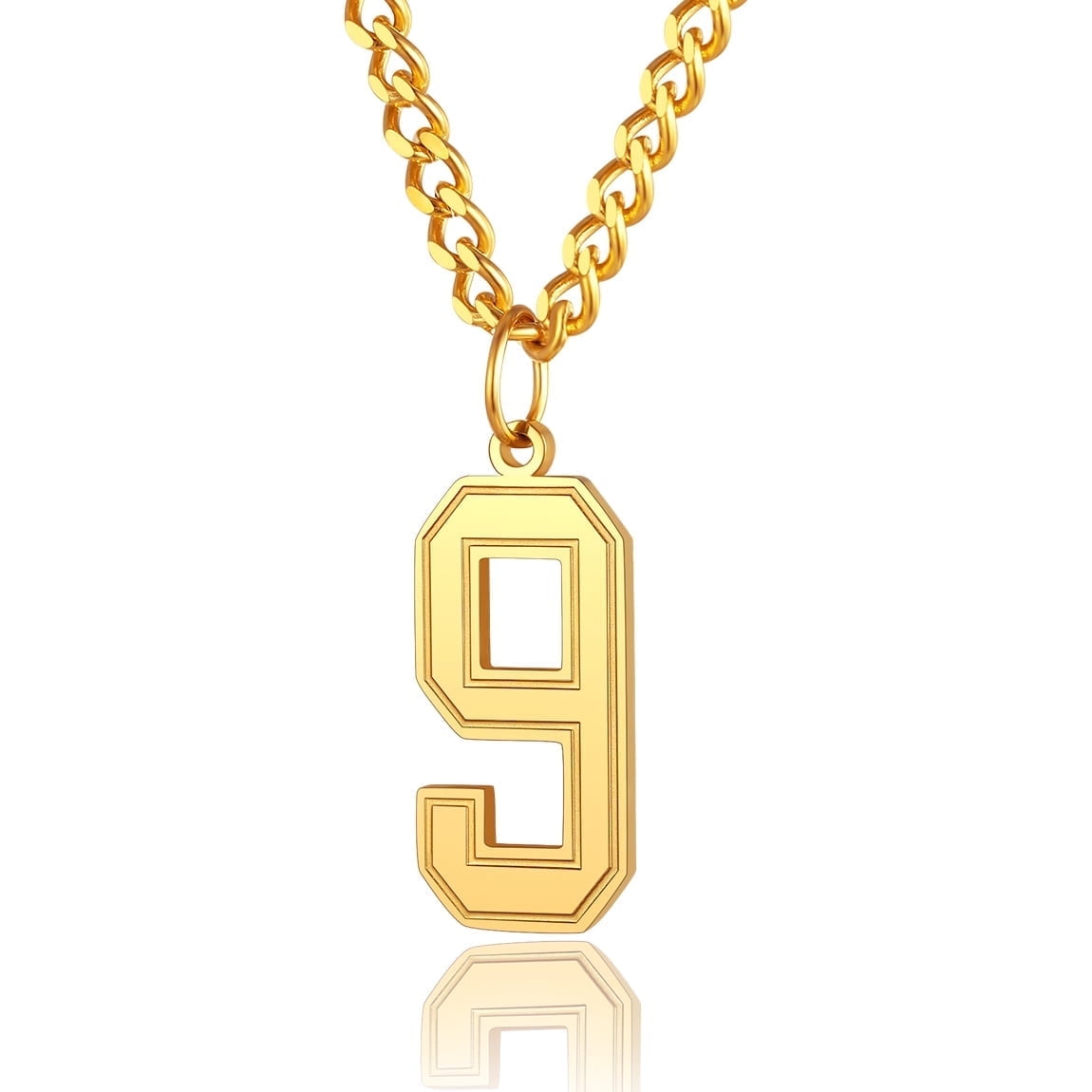 ChainsPro Football Number Chain 4 Charm Pendant and Chain Sports Jersey Number Jewelry