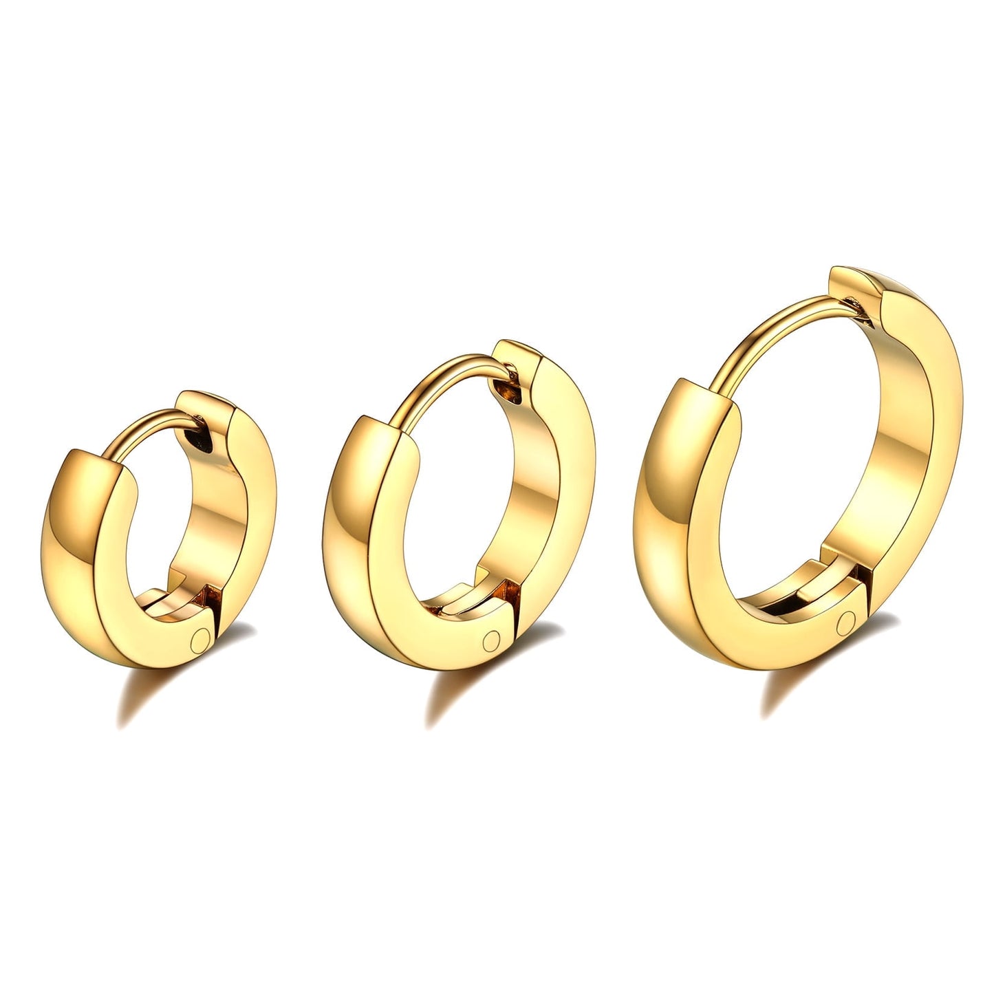 ChainsPro 3 Pairs Stainless Steel Hoop Earrings 14K Gold Plated Huggie Cartilage Hoop Earrings for Women Men