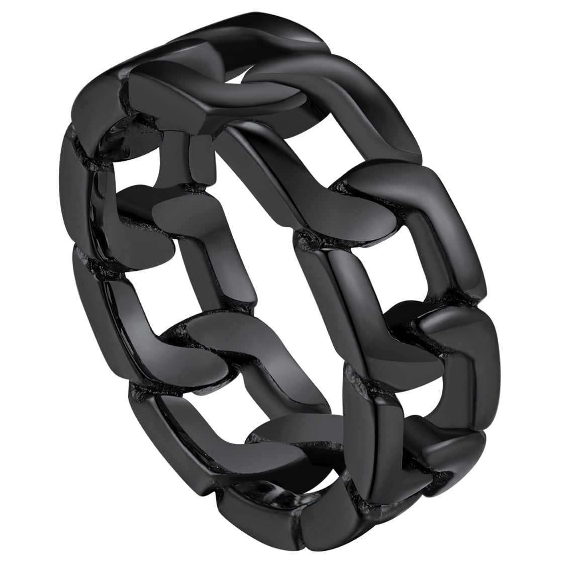 ChainsPro Stainless Steel Men Rings Size 8 Steel Chain Link Spinner Rapper Rings for Men