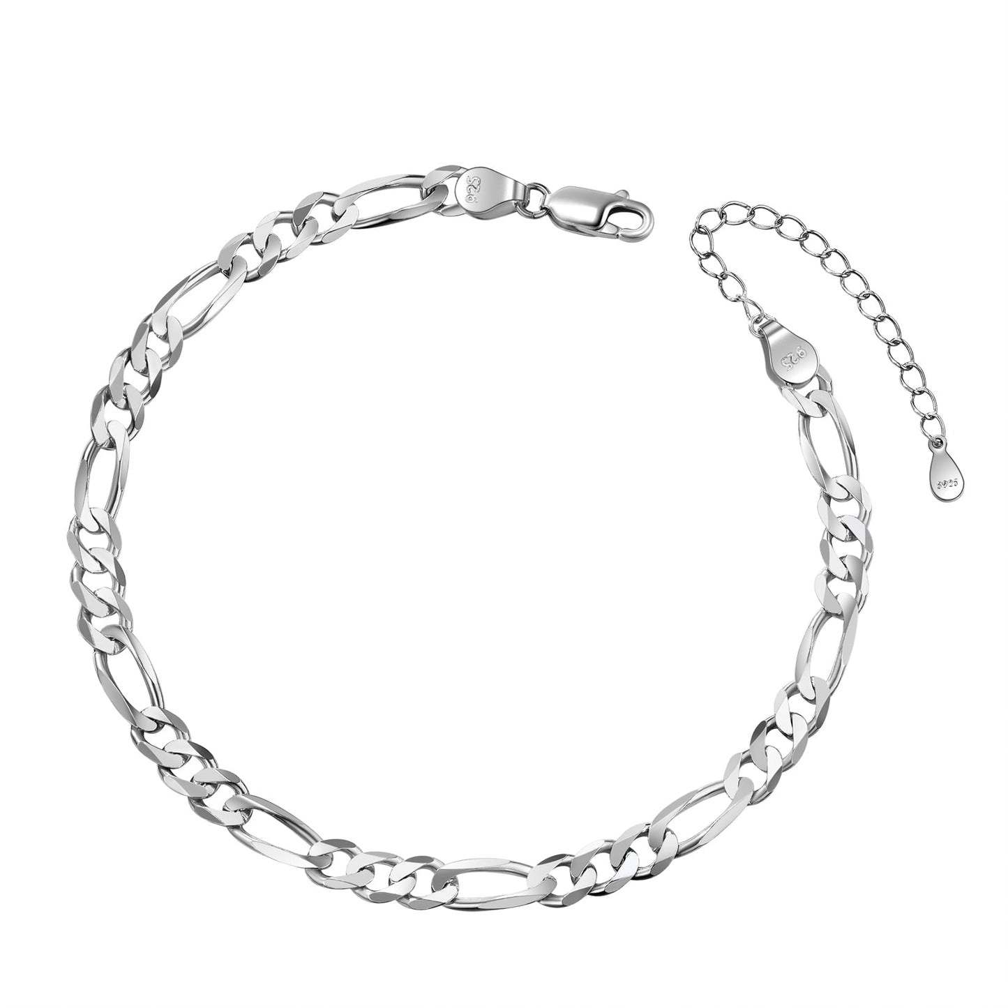 ChainsPro Anklet Chain for Women Men 925 sterling Silver Figaro Foot Bracelet Strong with Good Clasp
