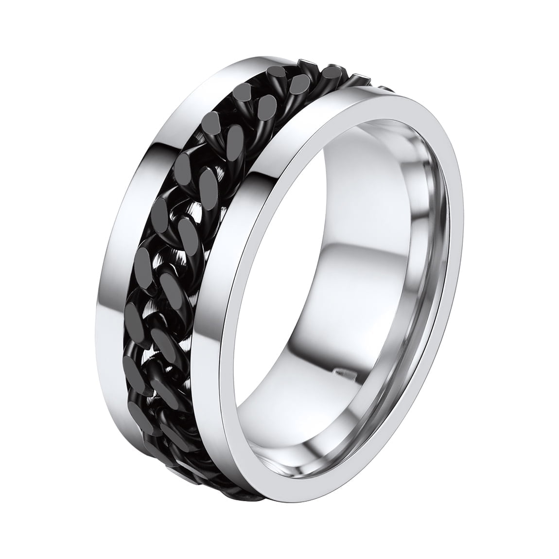 ChainsPro Men/Women Cuban Link/Spinner Rings Size #06-#14 Stainless Steel