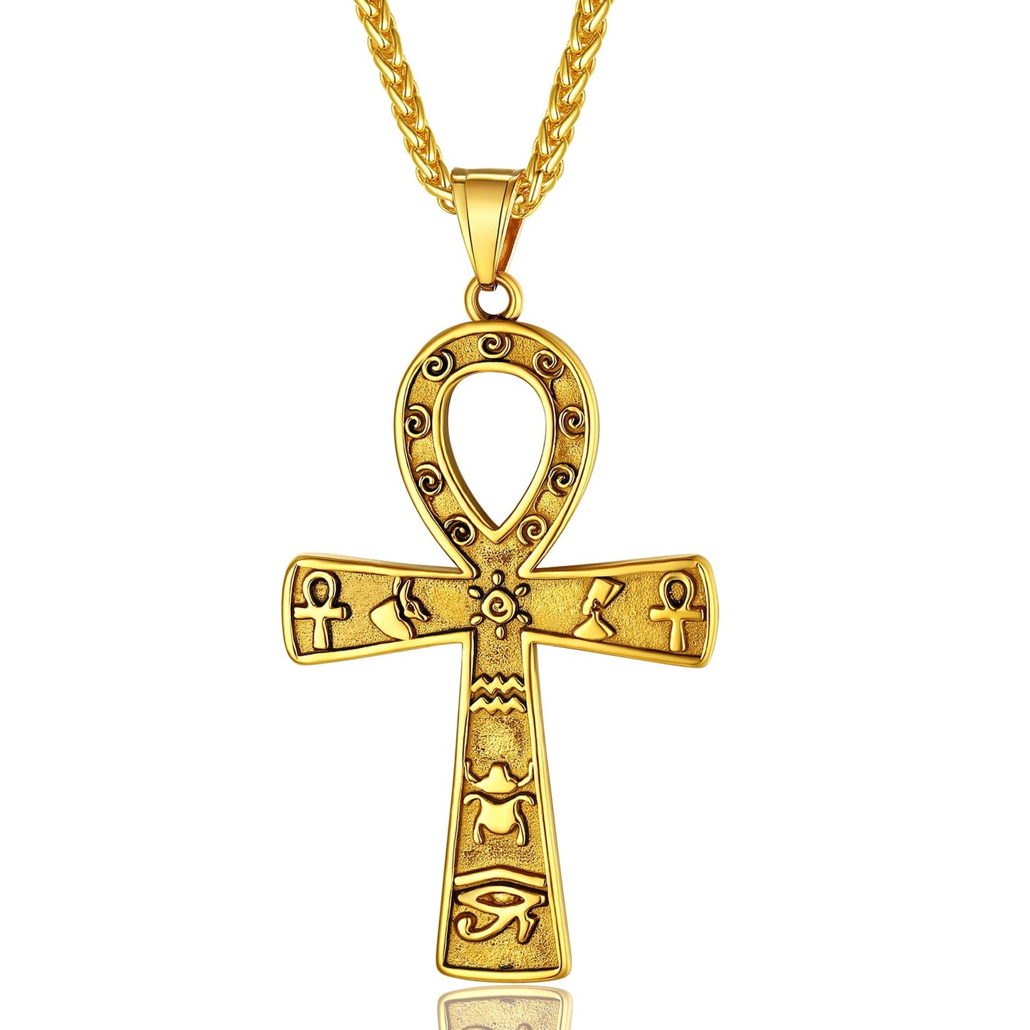ChainsPro Mens Christian Cross Pendant Necklace with Chain Stainless Steel Gold Plated