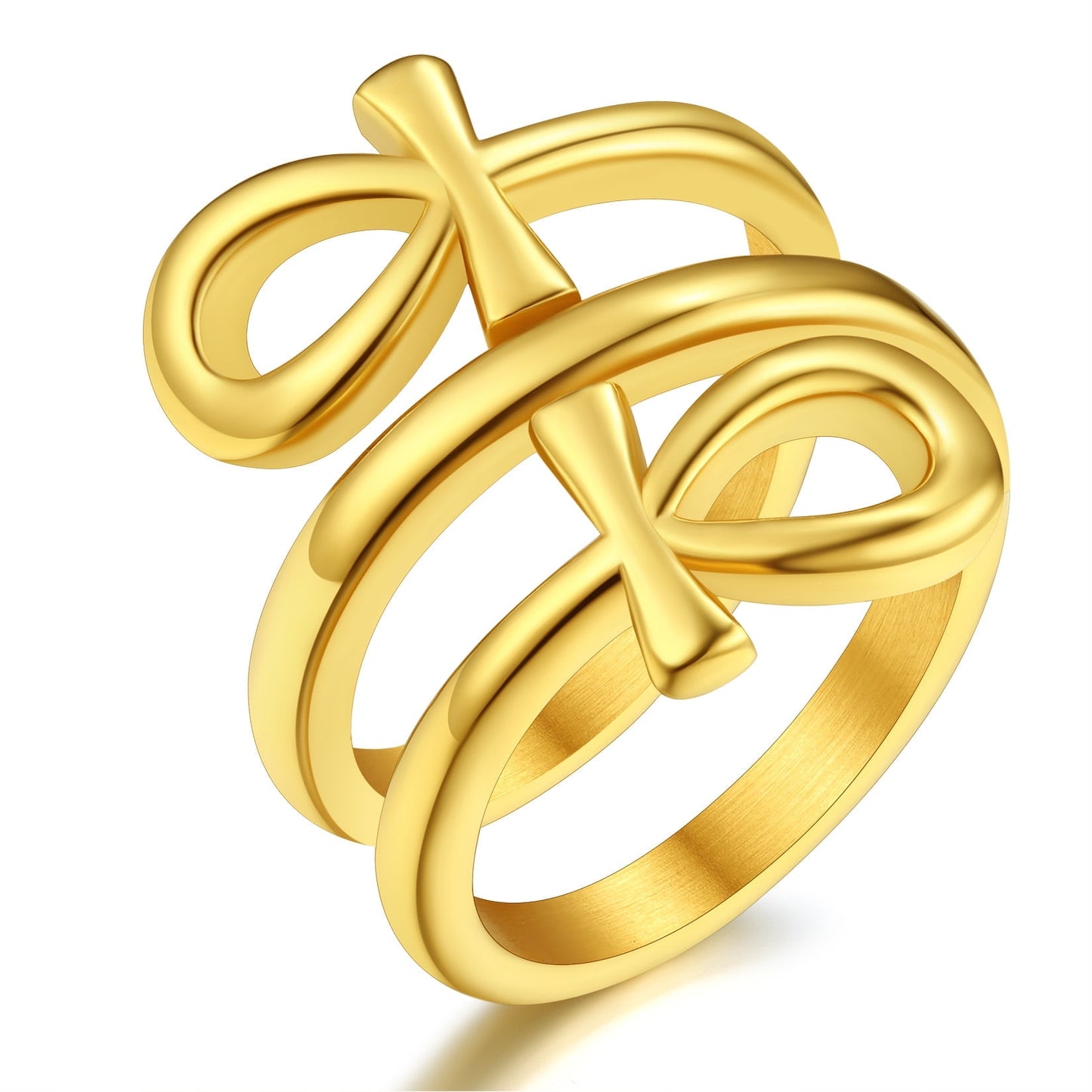 ChainsPro Men/Women Ankh Cross Rings Egyptian Jewelry Mythology Ring Stainless Steel