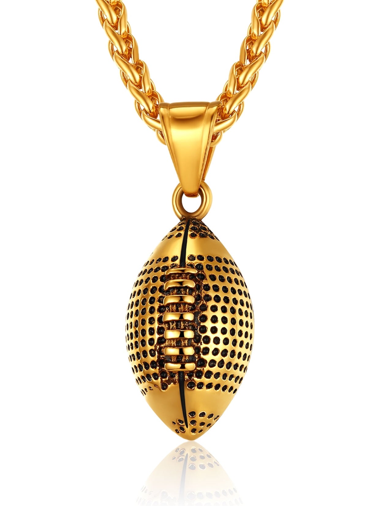 ChainsPro Men Ball Necklace Sport Jewelry Football Lover Confirmation Gift Chain-22+2 316L Stainless Steel