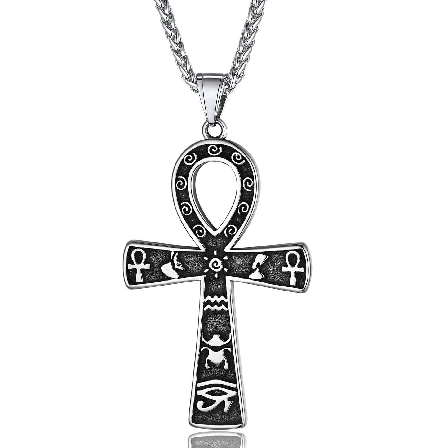 ChainsPro Mens Christian Cross Pendant Necklace with Chain Stainless Steel Gold Plated