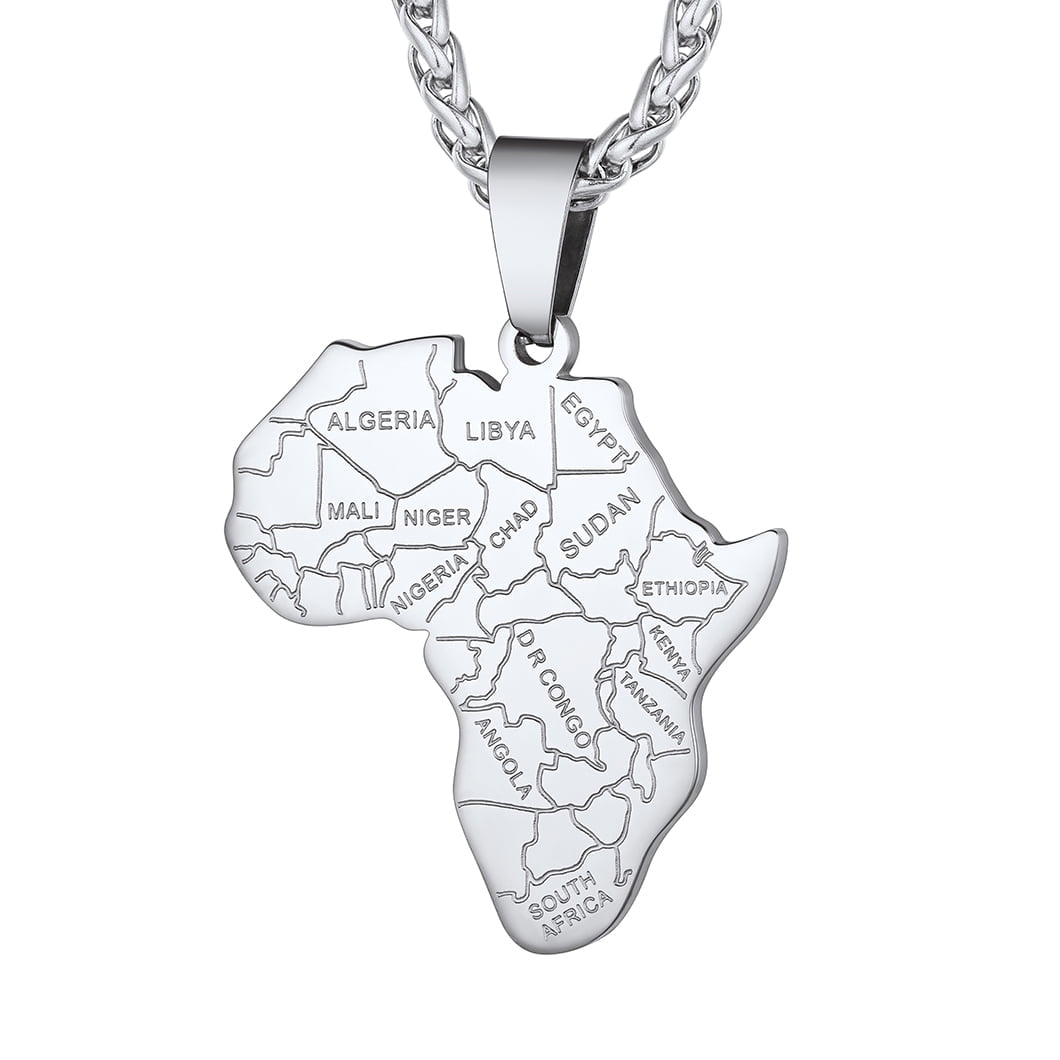 ChainsPro Men Gold Plated Africa Map Pendant Necklace Costume Jewelry