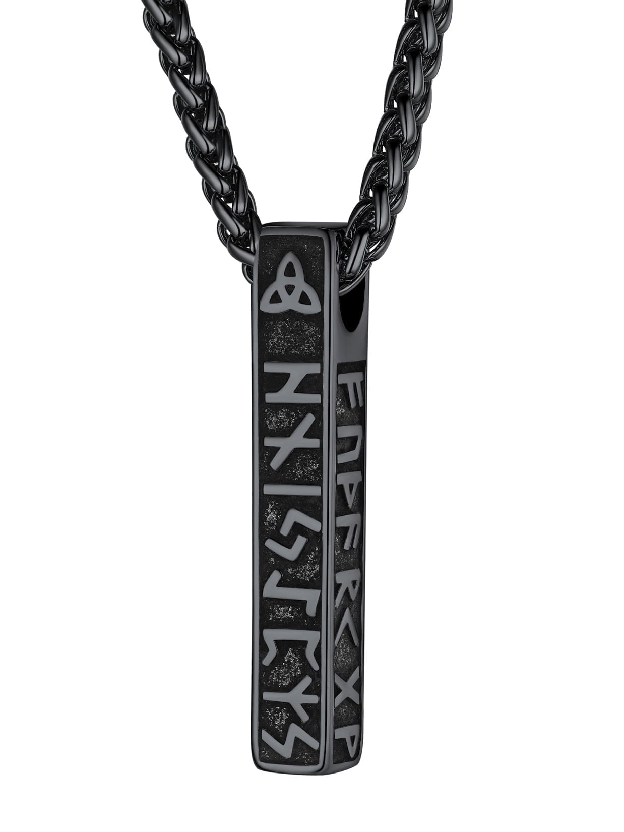 ChainsPro Leather Necklace for Men Stainless Steel Viking Nordic Ring Rune Pendant Norse Necklace