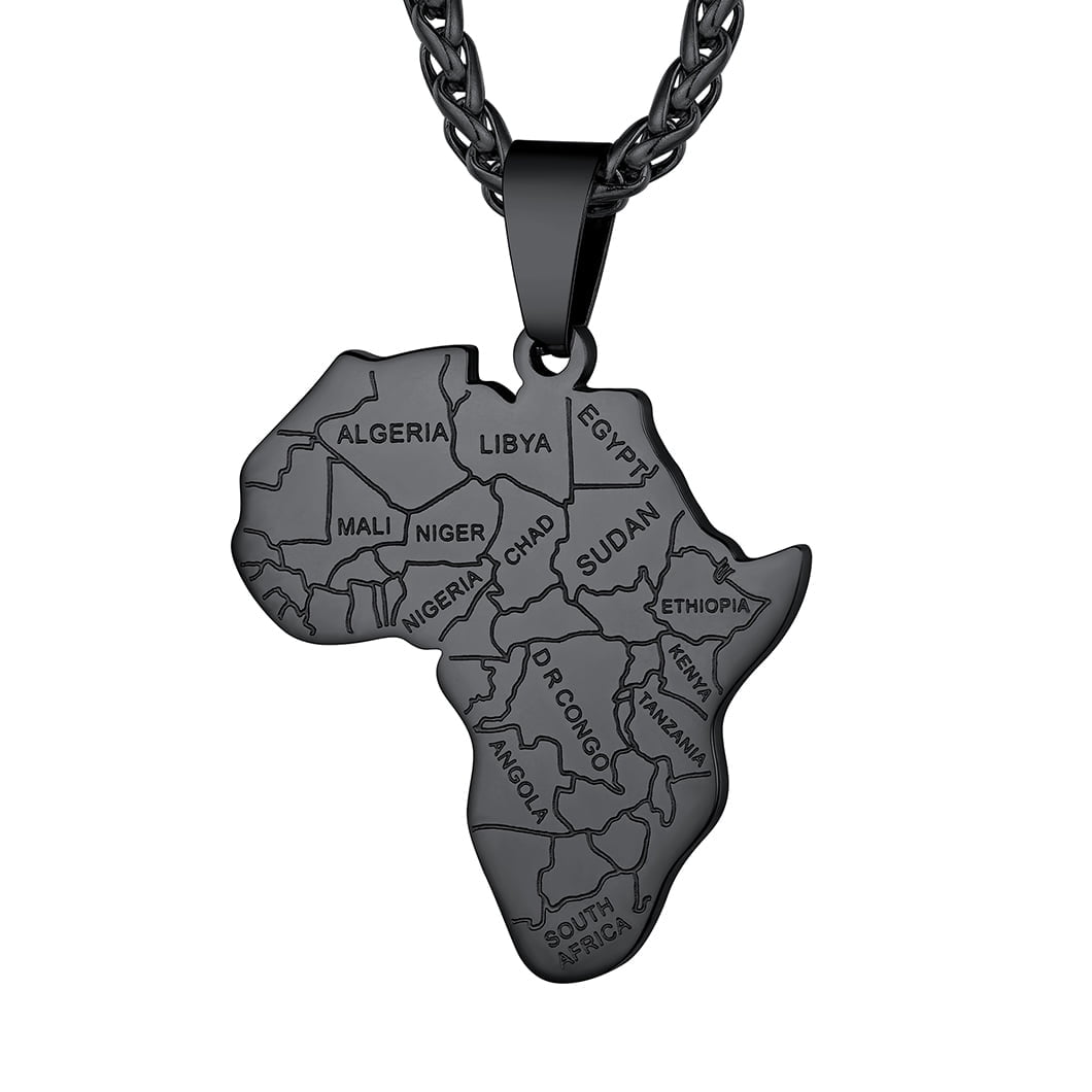 ChainsPro Men Gold Plated Africa Map Pendant Necklace Costume Jewelry