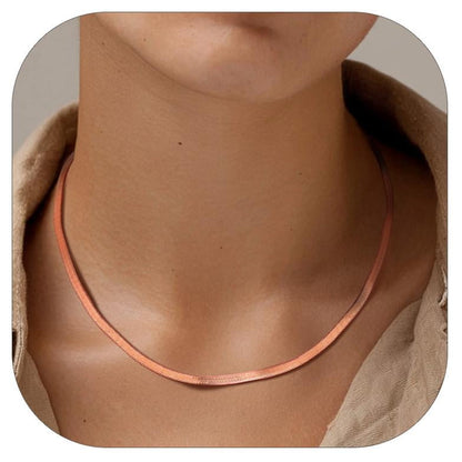 ChainsPro Stainless Steel Snake Choker Necklace Women 15 inch+9cm Chic Dainty Choker Chain Layered Necklace