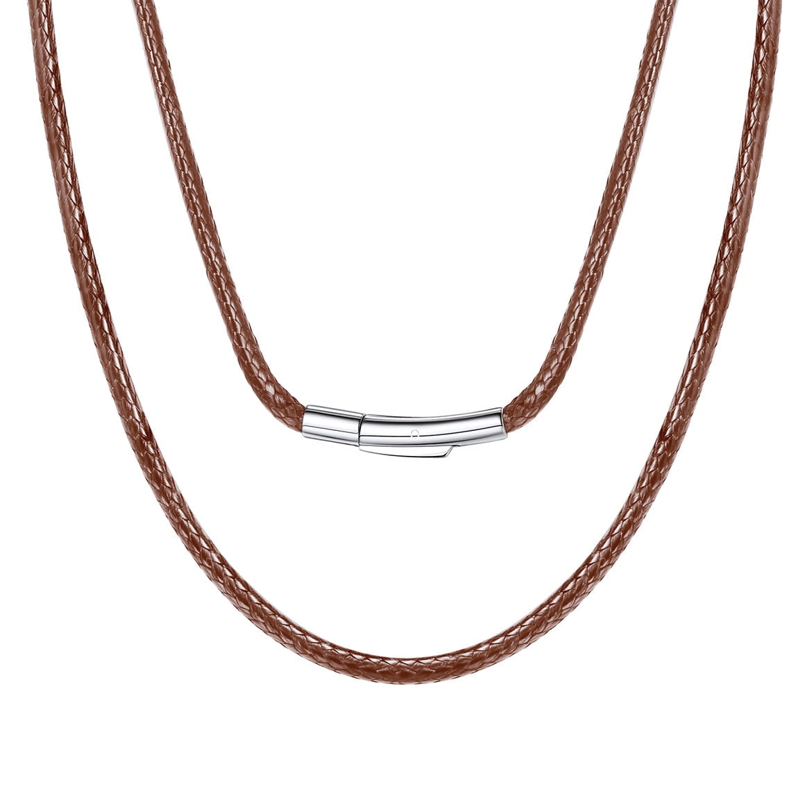 ChainsPro Men Black Wax Cord Leather Cord Rope Chain Stainless Steel Clasp Necklace Rope 18 inch