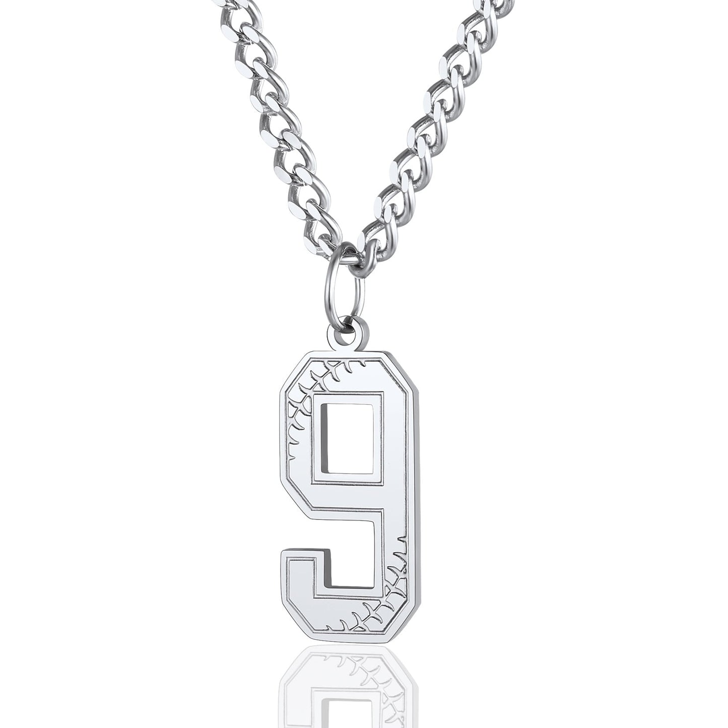 ChainsPro Men Lucky Number Necklace with 3mm Cuban Chain Personalized Sports Jewelry Stainless Steel/Gold Plated