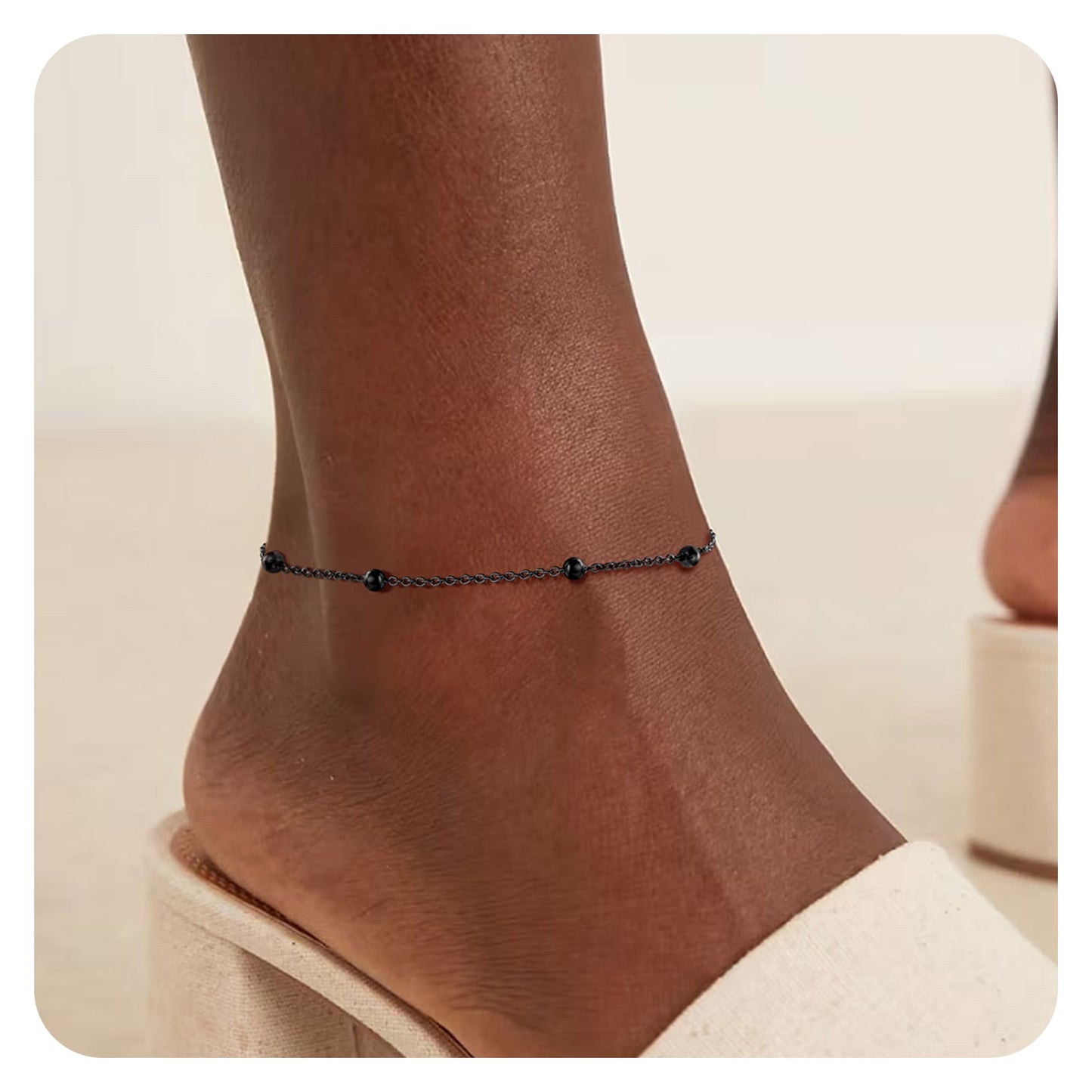 ChainsPro Stainless Steel Anklets for Women Waterproof Sparkle Ankle Bracelets for Women Summer Beach
