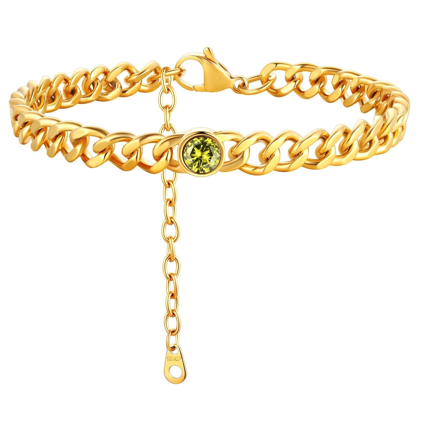 ChainsPro 7mm Cuban Link Anklet for Men Women Birthstone Chain Ankle Bracelets Stainless Steel