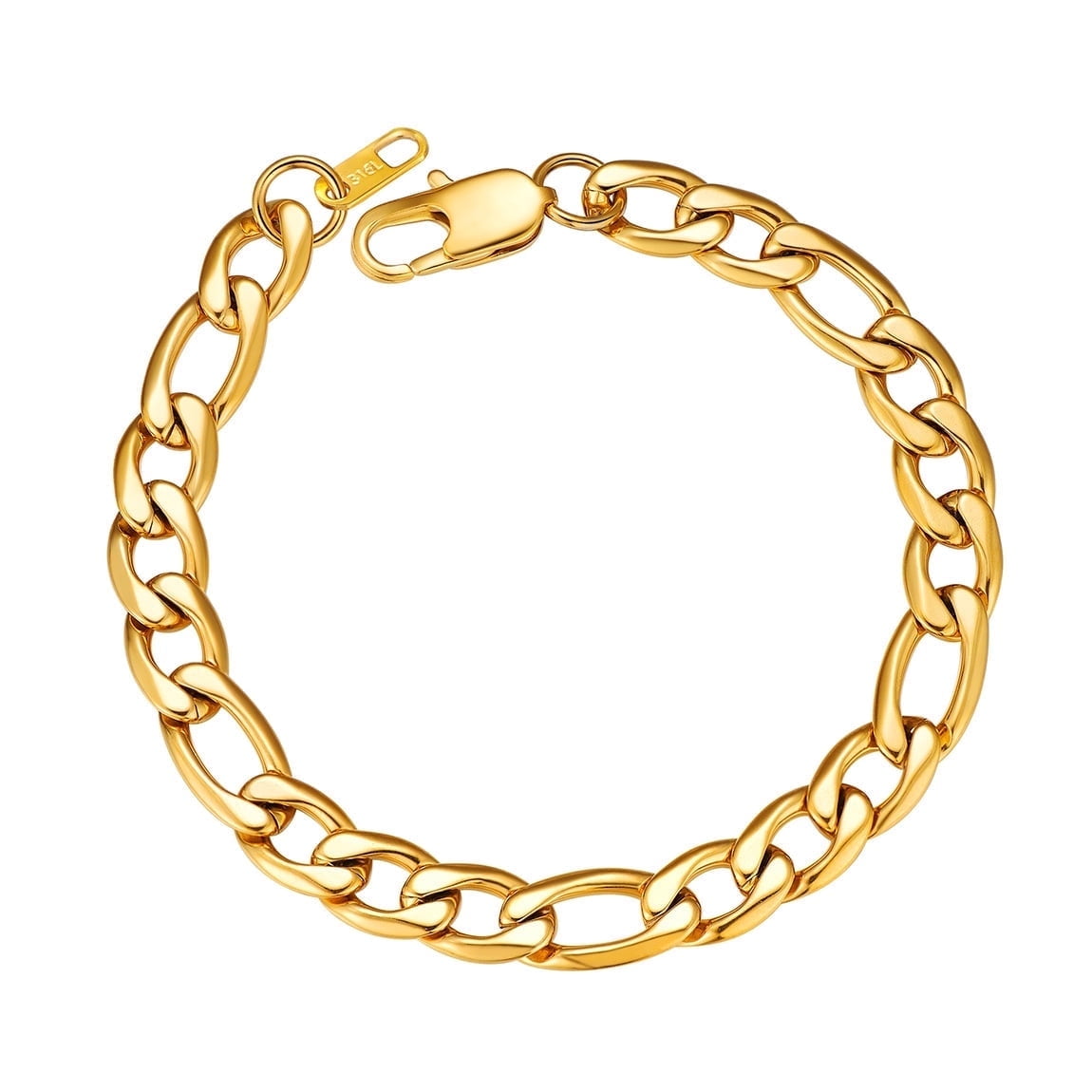 ChainsPro Gold Stainless Figaro Bracelet Men Bracelet Gold Wrist Chain Bracelet