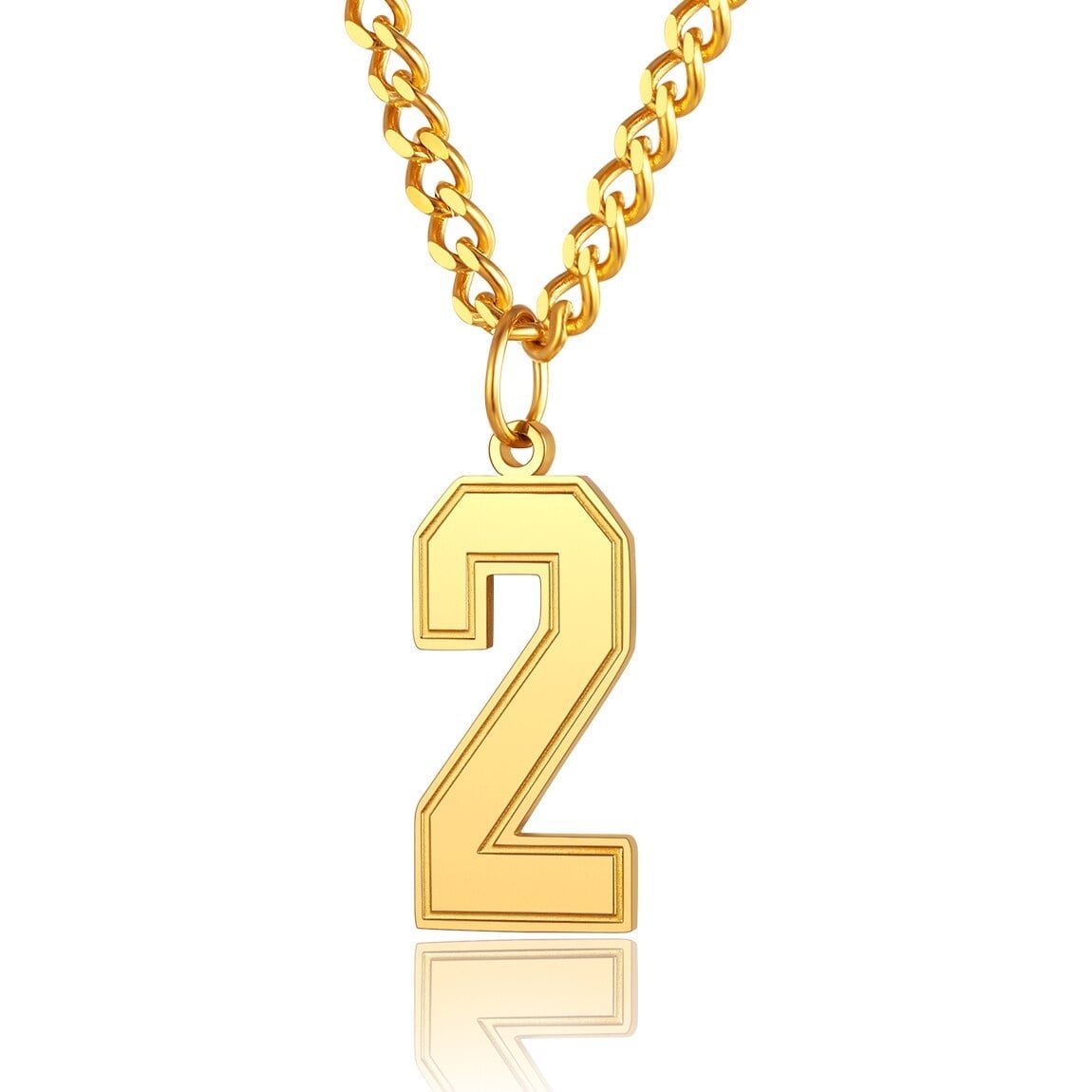 ChainsPro Football Number Chain 4 Charm Pendant and Chain Sports Jersey Number Jewelry