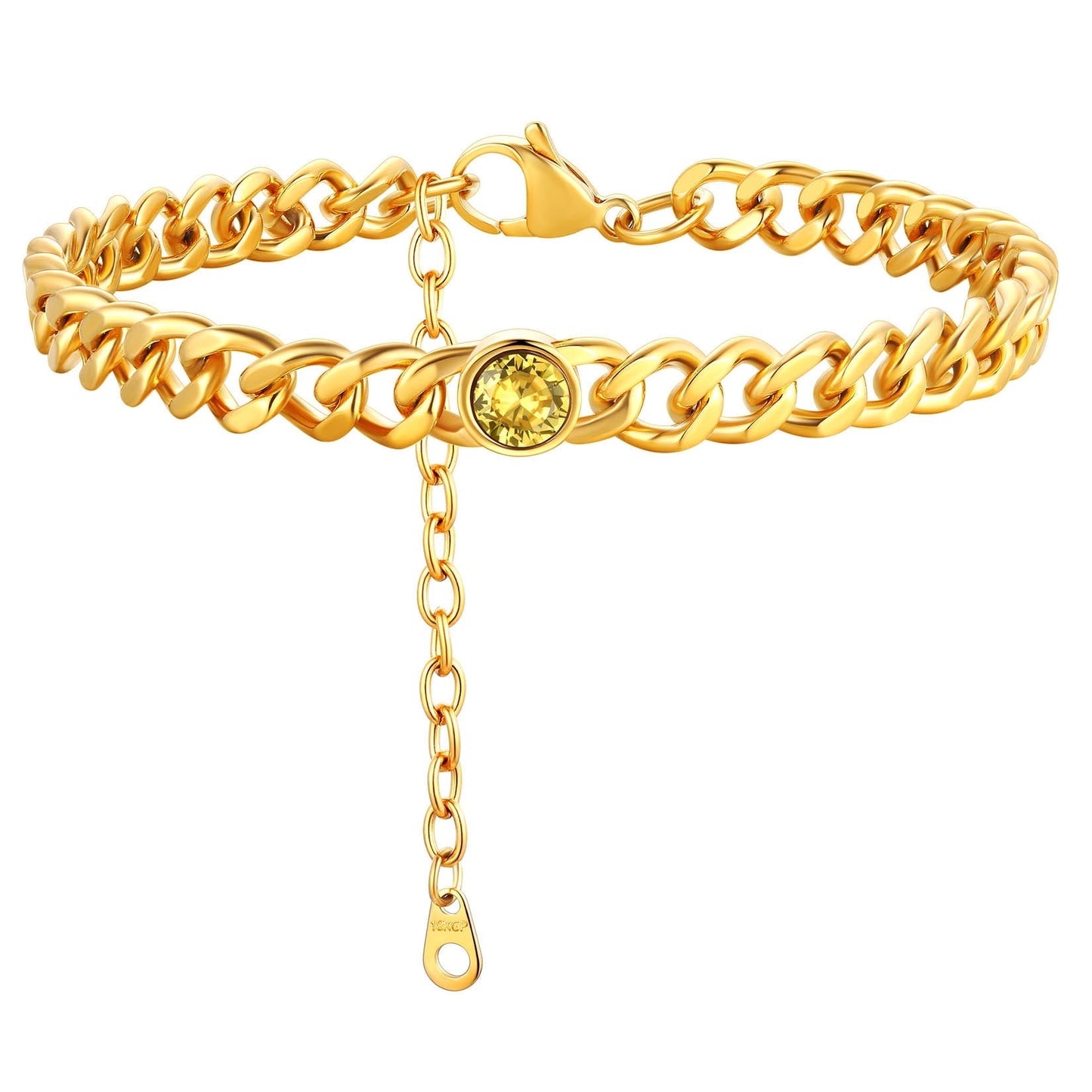 ChainsPro 7mm Cuban Link Anklet for Men Women Birthstone Chain Ankle Bracelets Stainless Steel