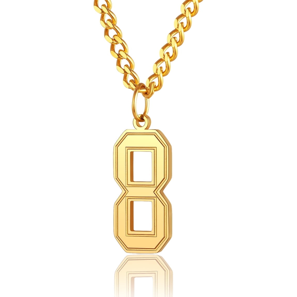 ChainsPro Football Number Chain 4 Charm Pendant and Chain Sports Jersey Number Jewelry