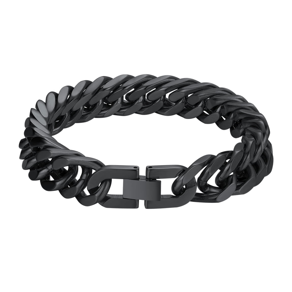 ChainsPro Men Chain Link Bracelet 8/12mm Width 19/21/23cm 316L Stainless Steel/18K Gold Plated/Black