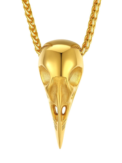 ChainsPro Mens Viking Necklace Smooth Raven Skull Necklace for Men Nordic Jewelry