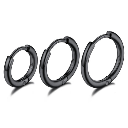 ChainsPro 3 Pairs Stainless Steel Hoop Earrings 8mm/10mm/12mm Gold Plated Huggie Earrings for Men Women