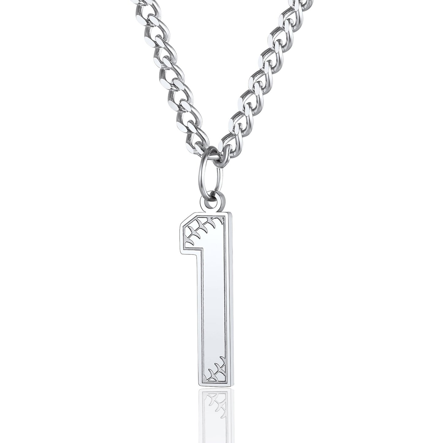 ChainsPro Men Lucky Number Necklace with 3mm Cuban Chain Personalized Sports Jewelry Stainless Steel/Gold Plated