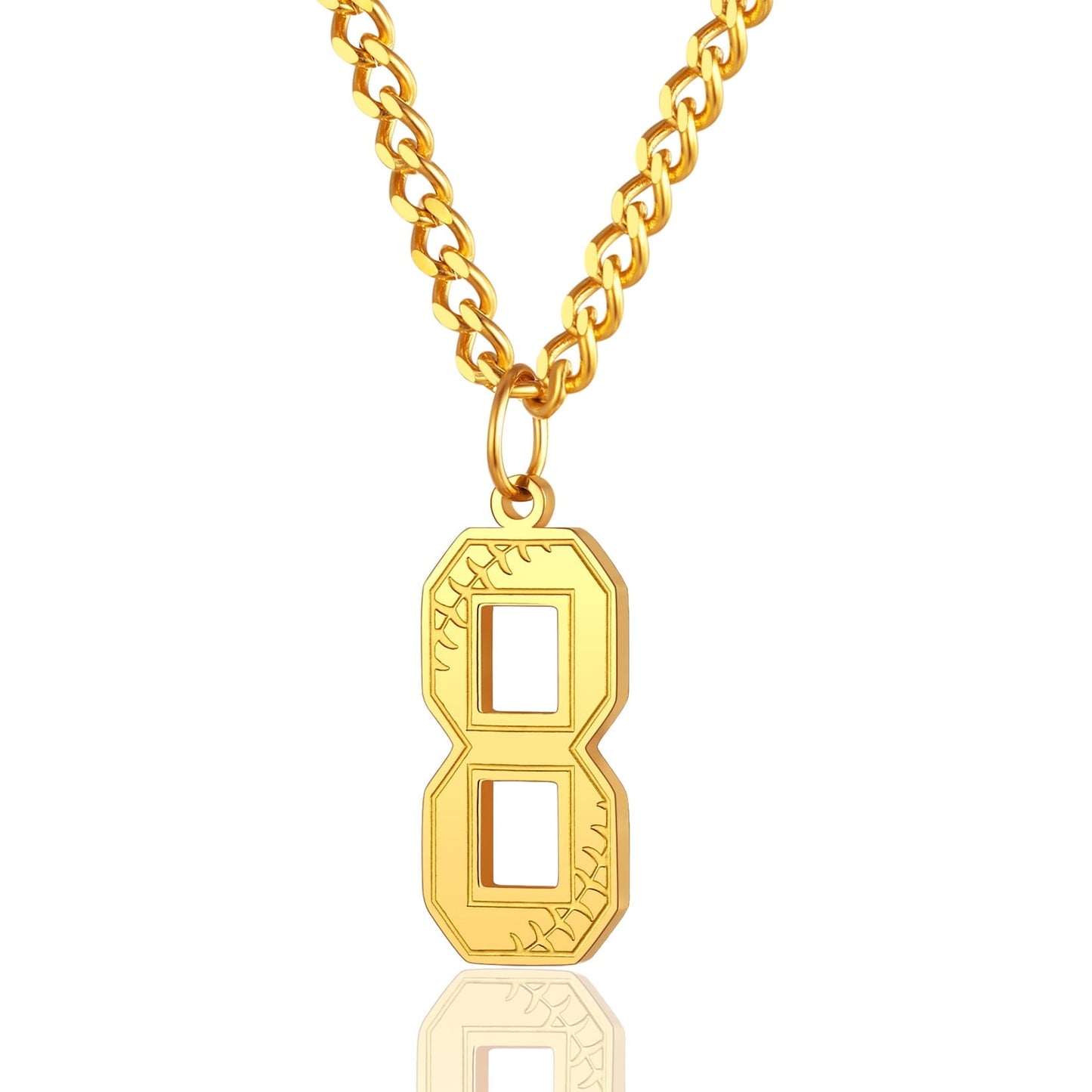 ChainsPro Men Lucky Number Necklace with 3mm Cuban Chain Personalized Sports Jewelry Stainless Steel/Gold Plated