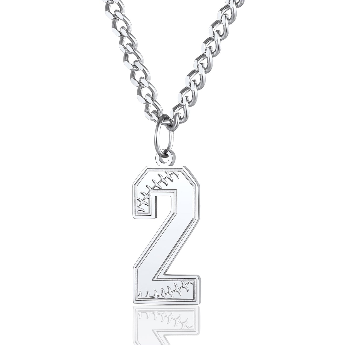 ChainsPro Men Lucky Number Necklace with 3mm Cuban Chain Personalized Sports Jewelry Stainless Steel/Gold Plated