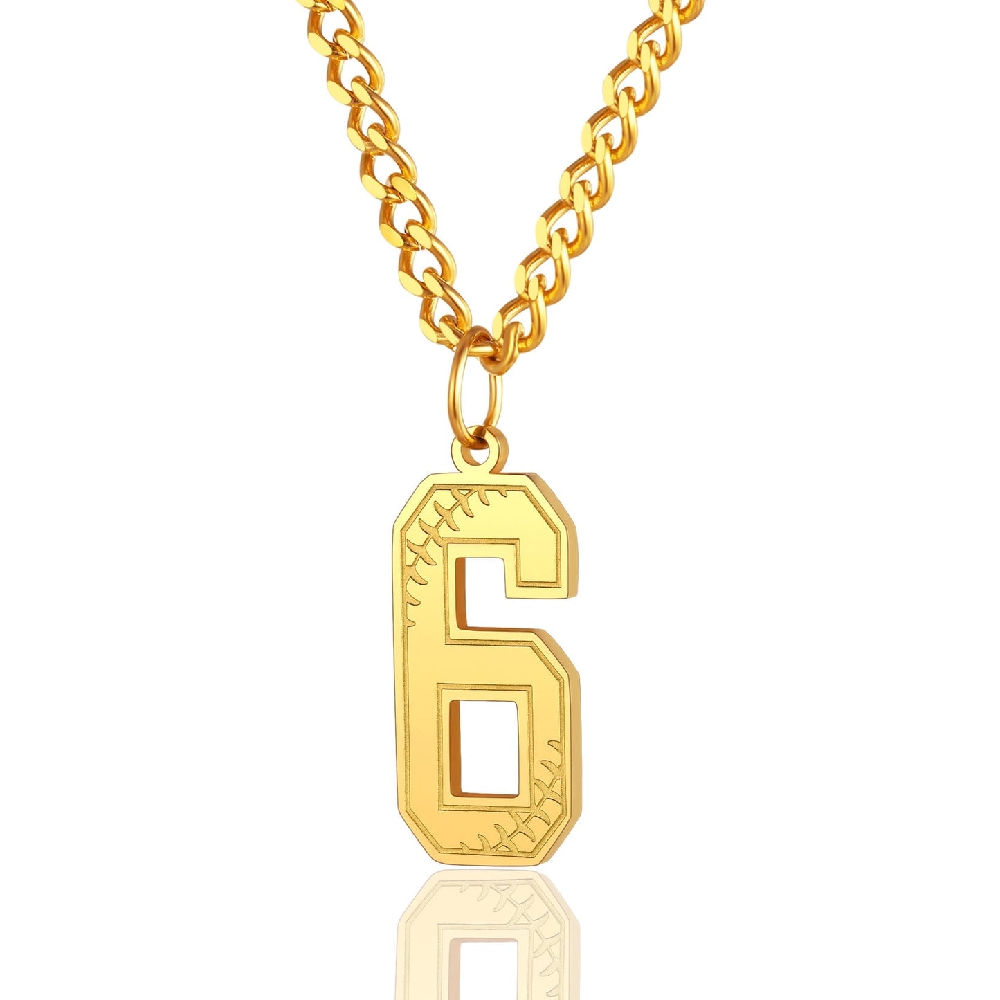 ChainsPro Men Lucky Number Necklace with 3mm Cuban Chain Personalized Sports Jewelry Stainless Steel/Gold Plated