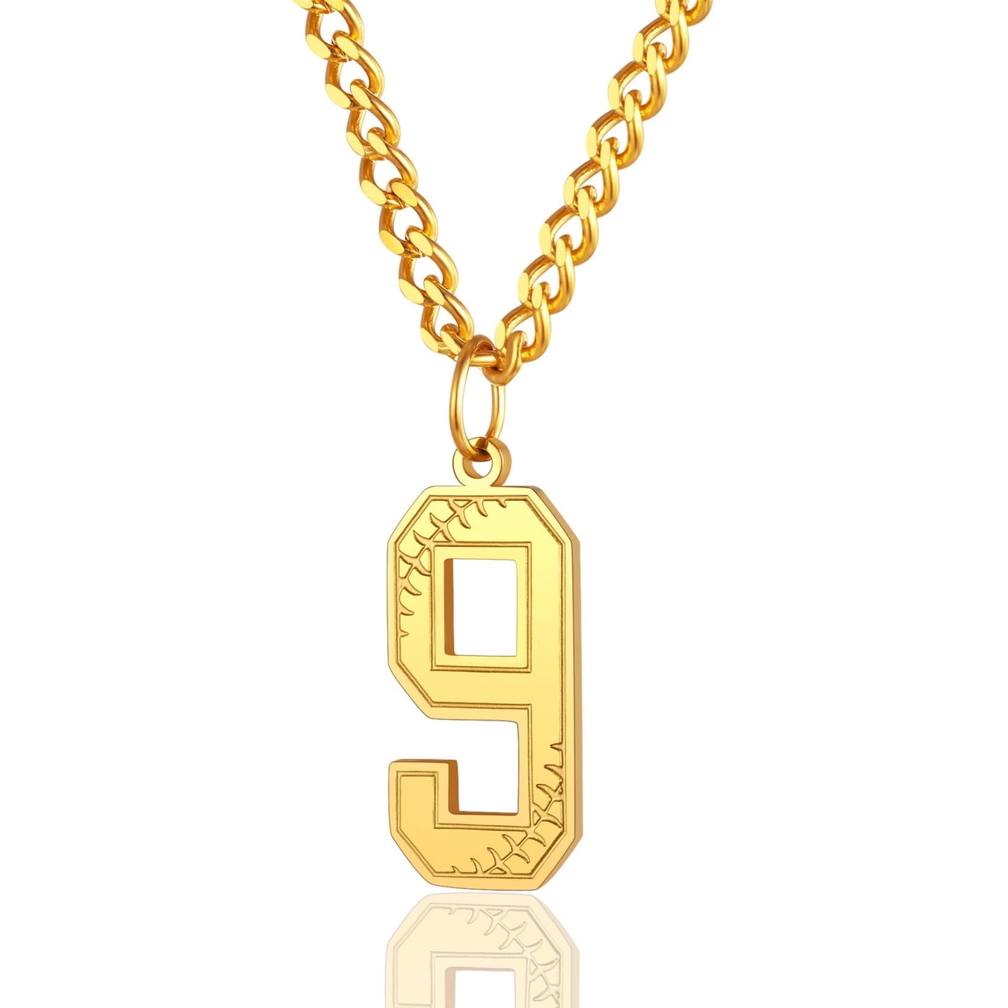 ChainsPro Men Lucky Number Necklace with 3mm Cuban Chain Personalized Sports Jewelry Stainless Steel/Gold Plated