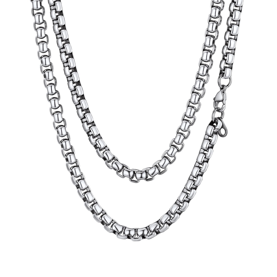 ChainsPro 3mm Men Necklace Box Chain 14K Gold Plated Stainless Steel Chain Necklace for Men Women